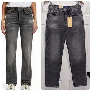 NWT Scotch & Soda The Sky High Rise Straight Jeans True North Faded Black 27 NEW